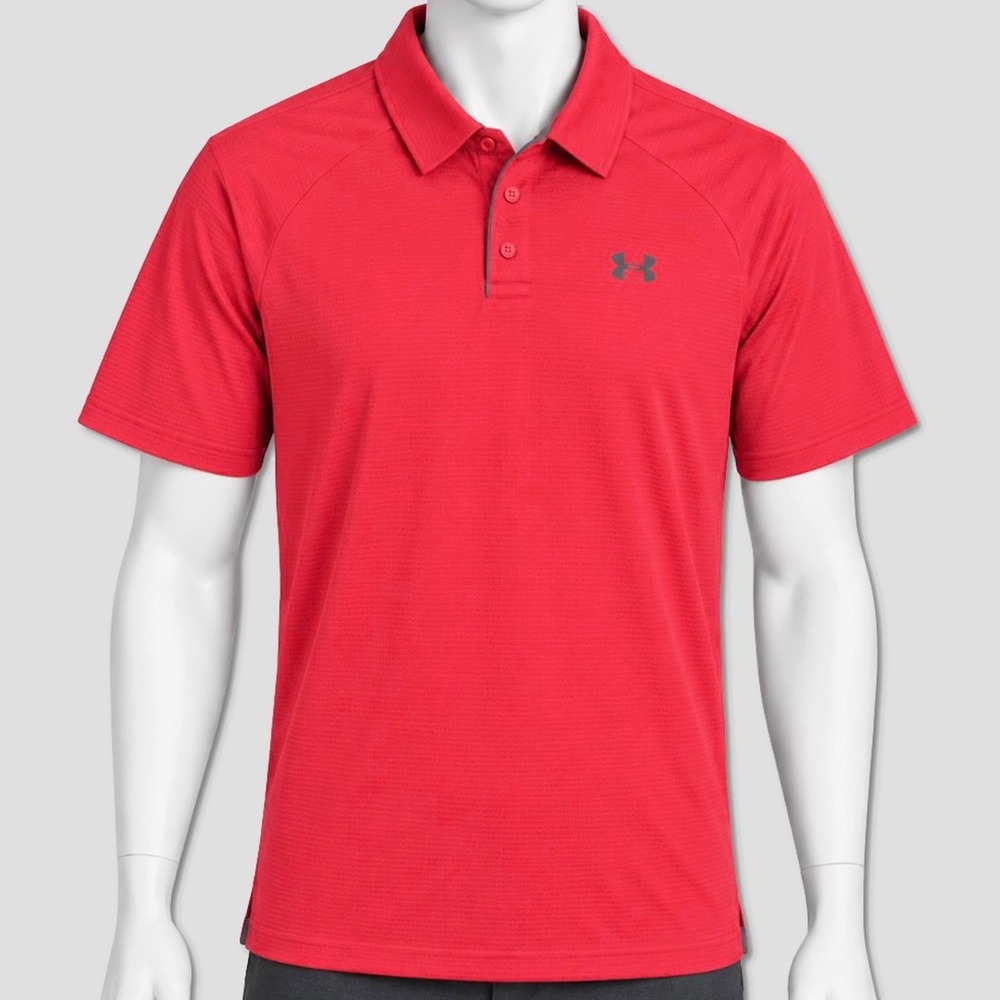 Under Armour Tech Polo Shirt - NWT Mens Size XL Racer Red / Grey - #49952-N3